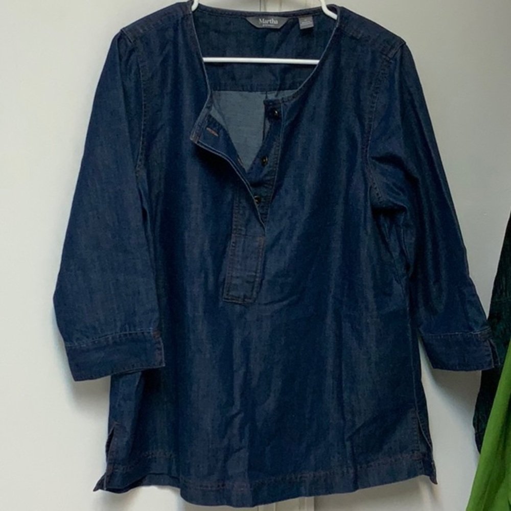 Martha Stewart Denim Top Sz M